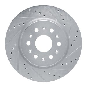 Buick Enclave Brake Rotor (1) - Rear Right - R1 Concepts - Drilled & Slotted - Silver - `17-`25